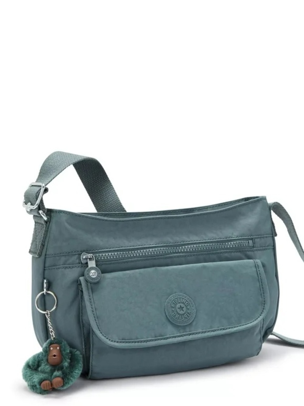 Kipling Teal Shoulder Bag with Removable Monkey Charm